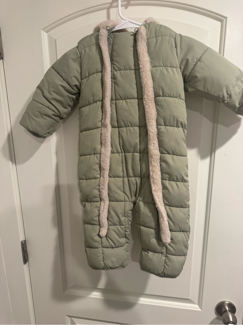 Jessica Simpson Olive Green Quilted Baby One-Piece with Cream Trim